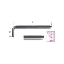 BETA Clé Mâle 6 Pans Coudée à Tête Sphérique, Brunie - 96BP