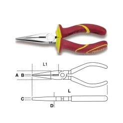 BETA Pinces Isolées à Becs Demi-ronds Longs Striés - 1166MQ