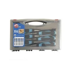 LEMAN Coffret De 6 Ciseaux à Bois Manche Bi-matière - 780.500.06