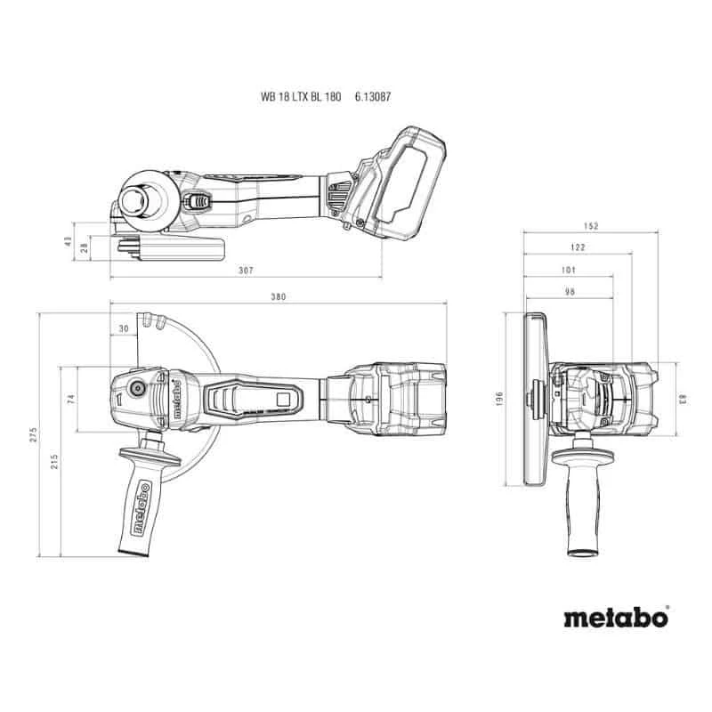 METABO Meuleuse 18V Solo - WB 18 LTX BL 180 Q - 613087840 2 METABO Meuleuse 18V Solo - WB 18 LTX BL 180 Q - 613087840 – Image 2