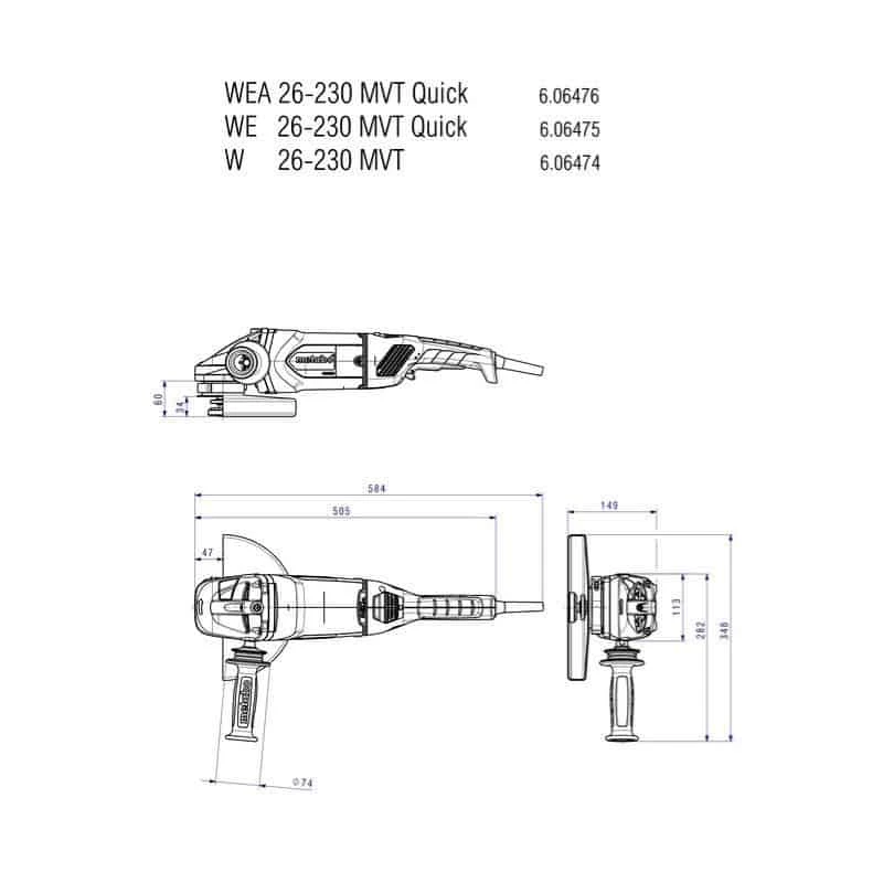 METABO Meuleuse 230 Mm - WE 26-230 MVT Q - 606475260 2 METABO Meuleuse 230 Mm - WE 26-230 MVT Q - 606475260 – Image 2