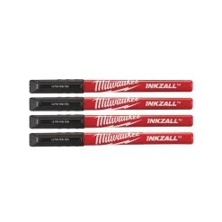 MILWAUKEE Pack De 4 Marqueurs Inkzall Noir Pointe Fine - 48223164