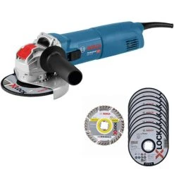 PACK - BOSCH Meuleuse X-LOCK 125mm 1000W GWX 10-125 + 11 Disques