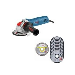 PACK - BOSCH Meuleuse X-LOCK 125mm 900W GWX 9-125S + 11 Disques