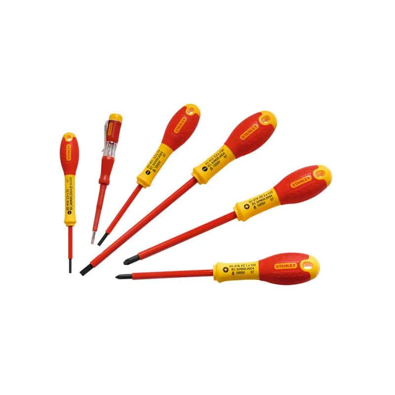 STANLEY Tournevis Isoles 1000v Elec + Pozi + Testeur 6pcs - 0-65-443 1 STANLEY Tournevis Isoles 1000v Elec + Pozi + Testeur 6pcs - 0-65-443
